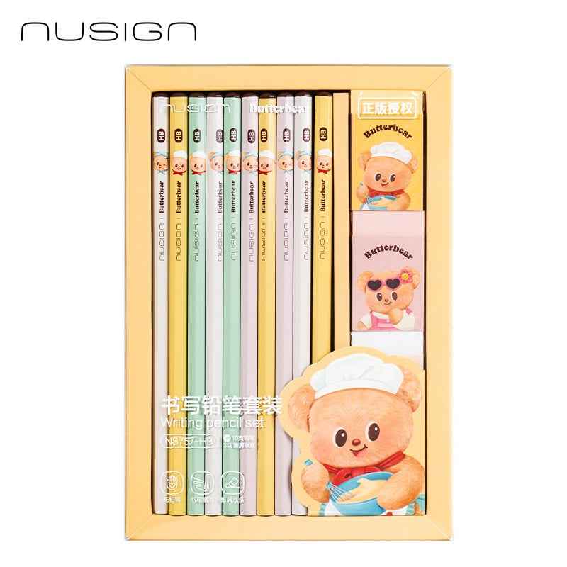DELI Nusign NS757 Butterbear Collaboration Pencil & Eraser Set