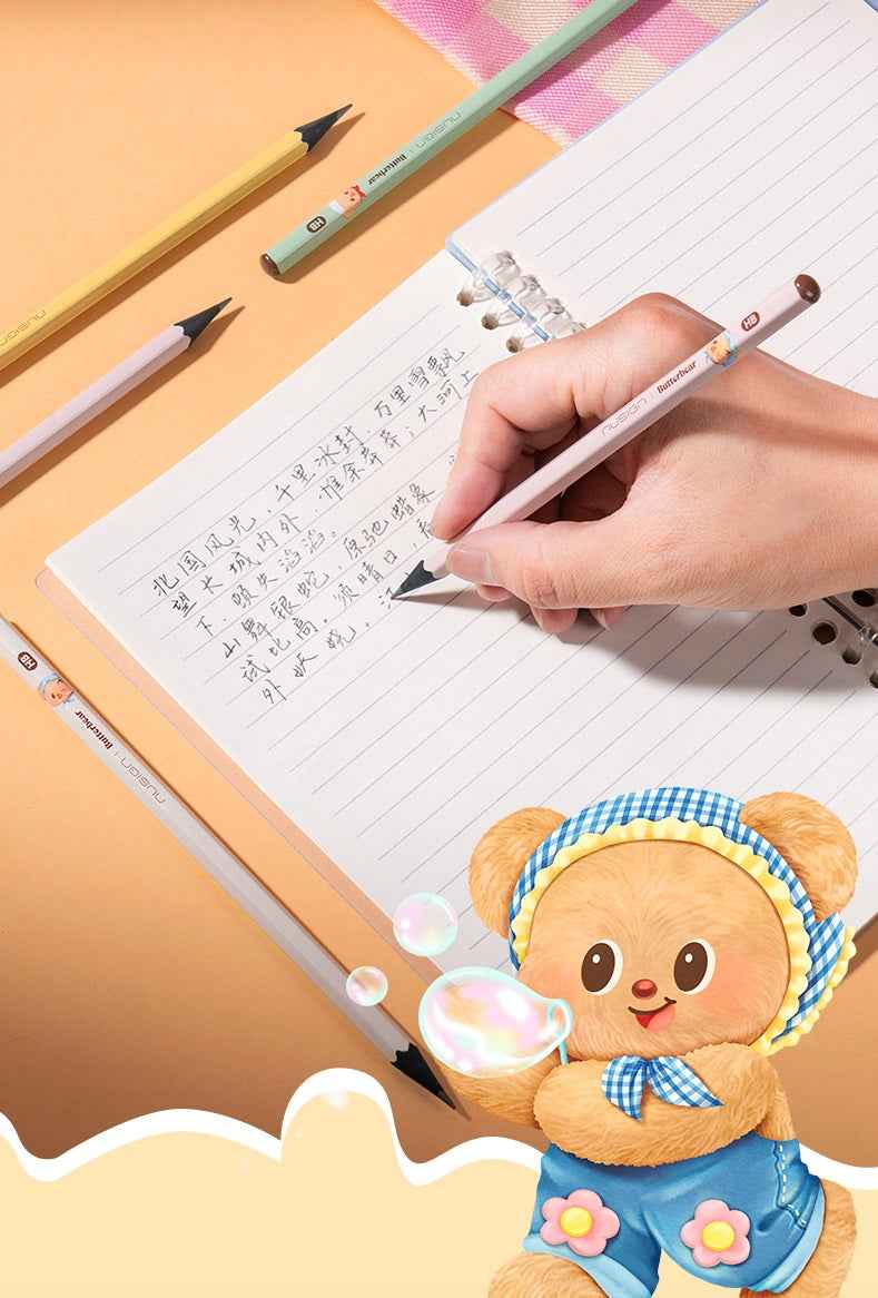 DELI Nusign NS757 Butterbear Collaboration Pencil & Eraser Set