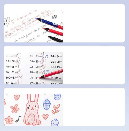 DELI Nusign NS791 Black Wood HB Pencils,20pcs Black + 4pcs Red Blue