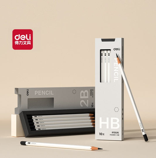 DELI White Barrel Pencils - School Student Pack (20-Piece HB/2B)