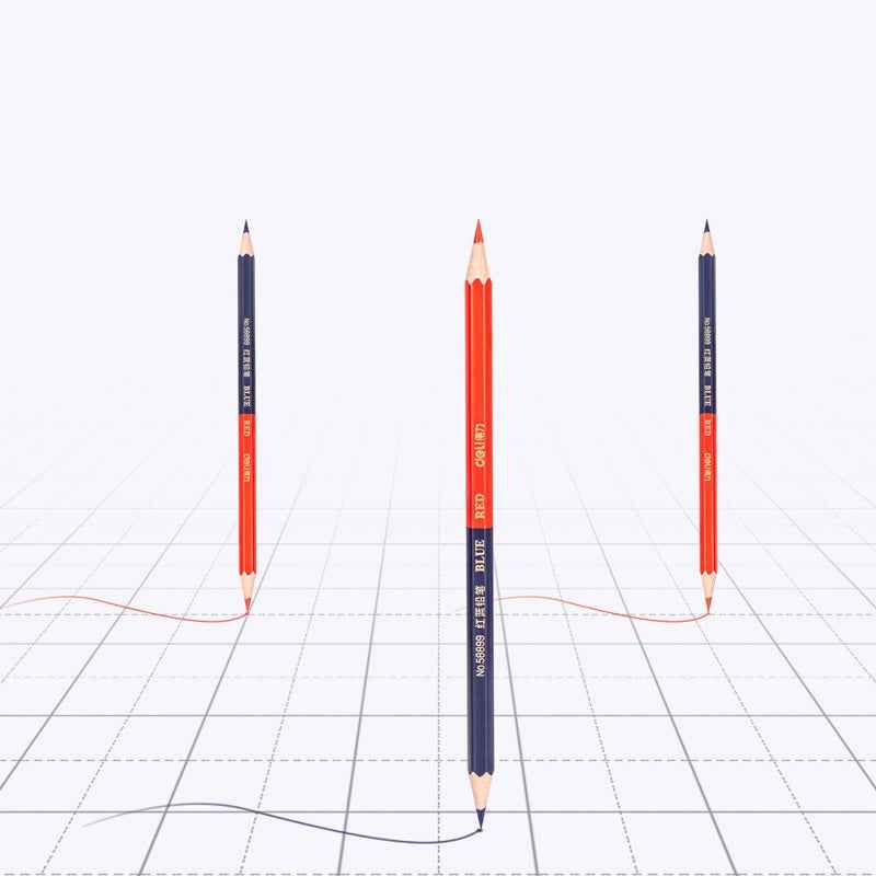 DELI Red and Blue Double Colored Checking Pencils 24 Pieces