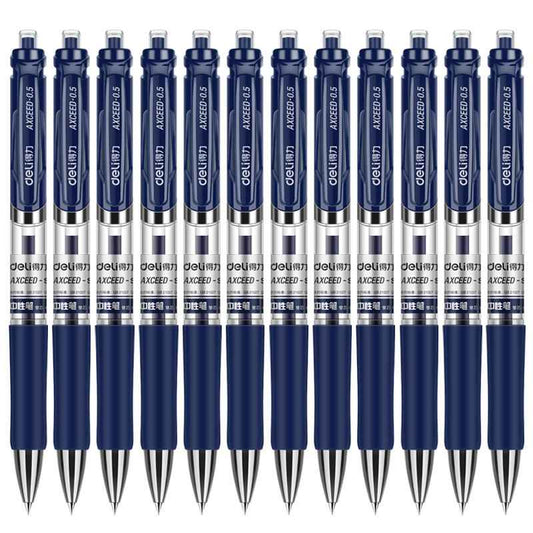 DELI S01 Retractable Quick Dry Gel Pens Fine Point 0.5mm Bulk 12 Count - TTpen