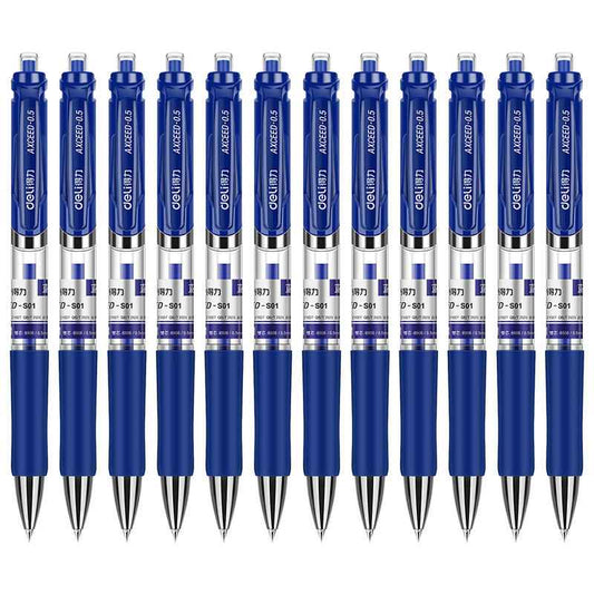 DELI S01 Retractable Quick Dry Gel Pens Fine Point 0.5mm Bulk 12 Count - TTpen