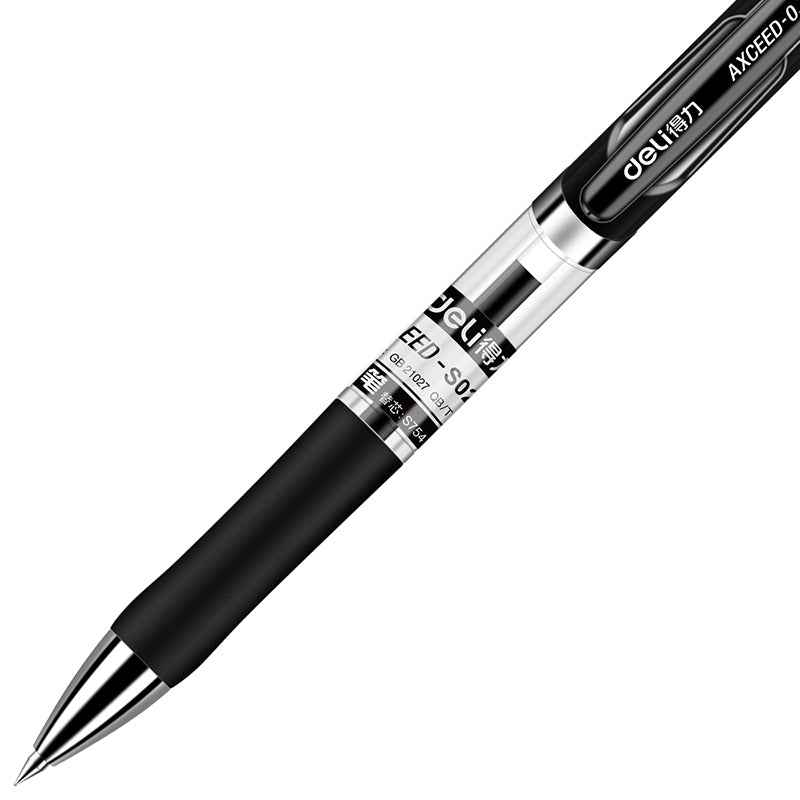DELI S02 Retractable Gel Pen,Medium Point,0.7mm,Black Ink,12-Pack - TTpen