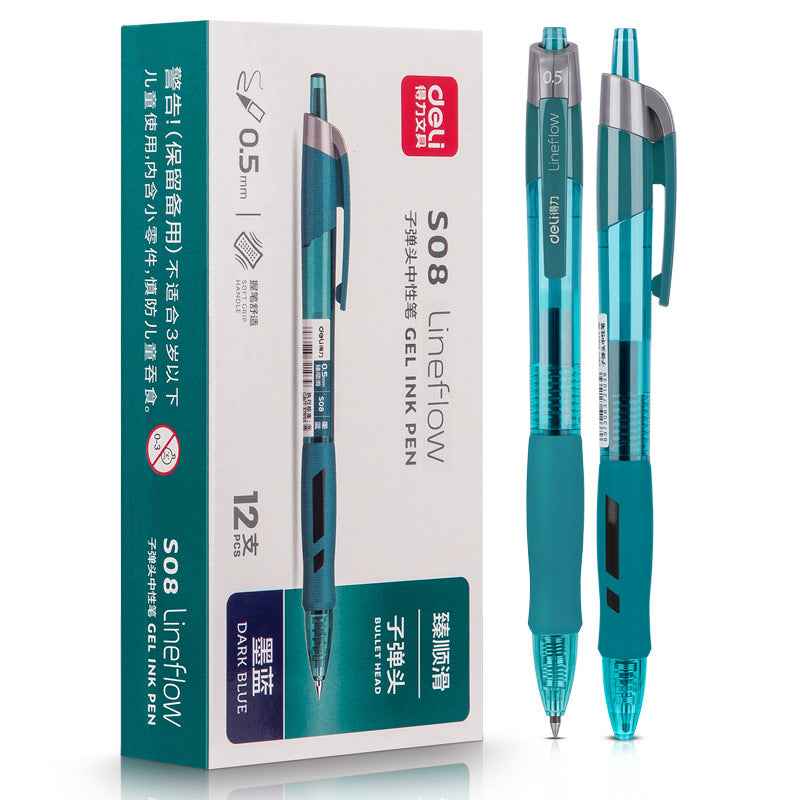 DELI S08 Gel Ink Pens,Extra Fine Point 0.5 mm,Pack of 12,Black Red Blue - TTpen