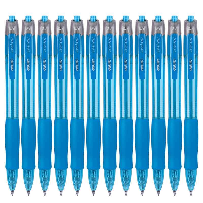 DELI S08 Gel Ink Pens,Extra Fine Point 0.5 mm,Pack of 12,Black Red Blue - TTpen