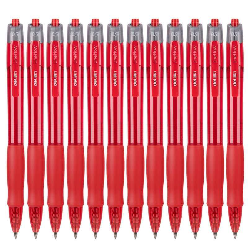 DELI S08 Gel Ink Pens,Extra Fine Point 0.5 mm,Pack of 12,Black Red Blue - TTpen