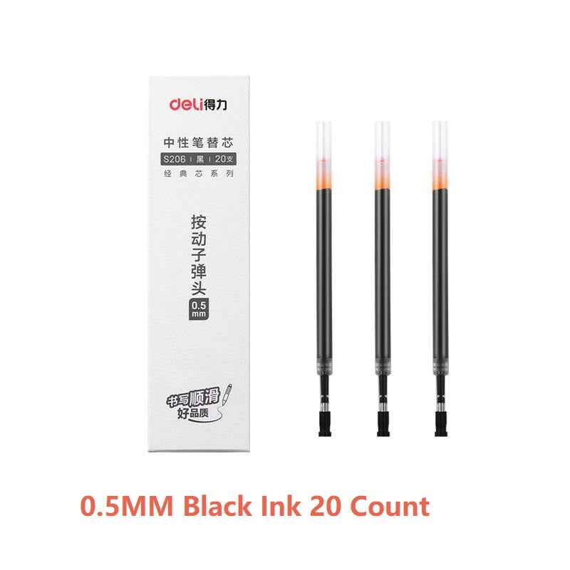 DELI S206 Retractable Gel Ink Pen Refills,0.5mm,20 Count,Black Red Blue - TTpen
