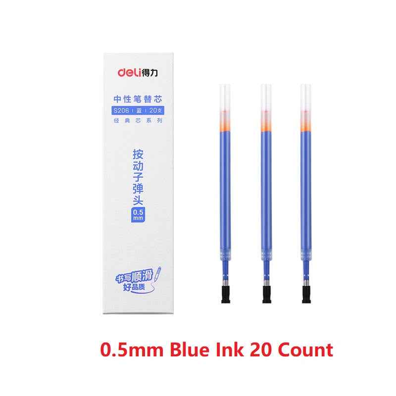 DELI S206 Retractable Gel Ink Pen Refills,0.5mm,20 Count,Black Red Blue - TTpen