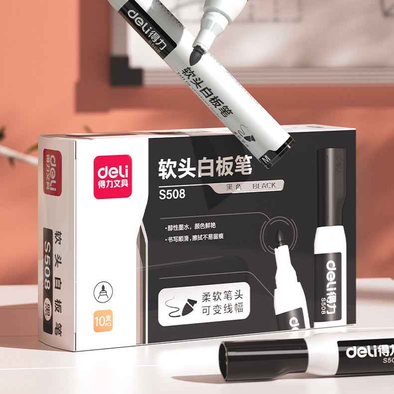 DELI Low Odor Dry Erase Marker,Soft Tip Whiteboard Marker,10 Count - TTpen