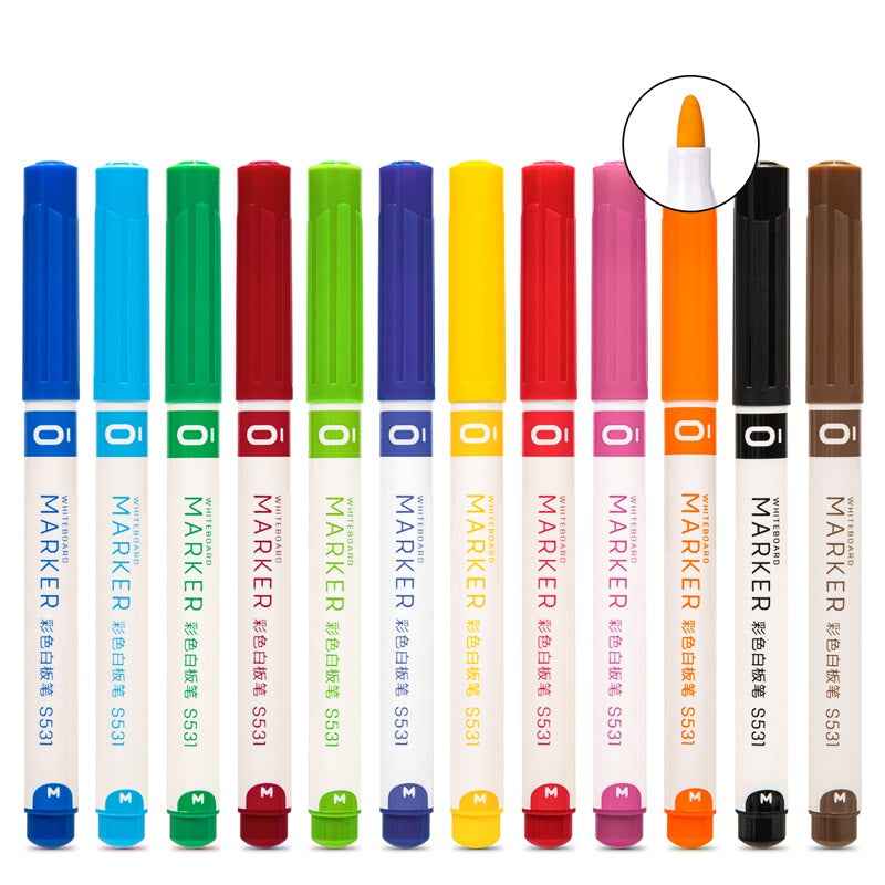DELI Dry Erase Markers,12 Colors White Board Markers - TTpen