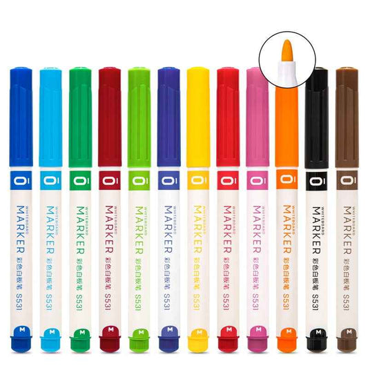 DELI Dry Erase Markers,12 Colors White Board Markers - TTpen