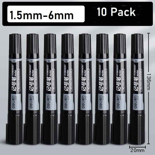 DELI Double Headed Permanent Art Marker Pen,Bullet&Chisel Tip,10 Pack - TTpen