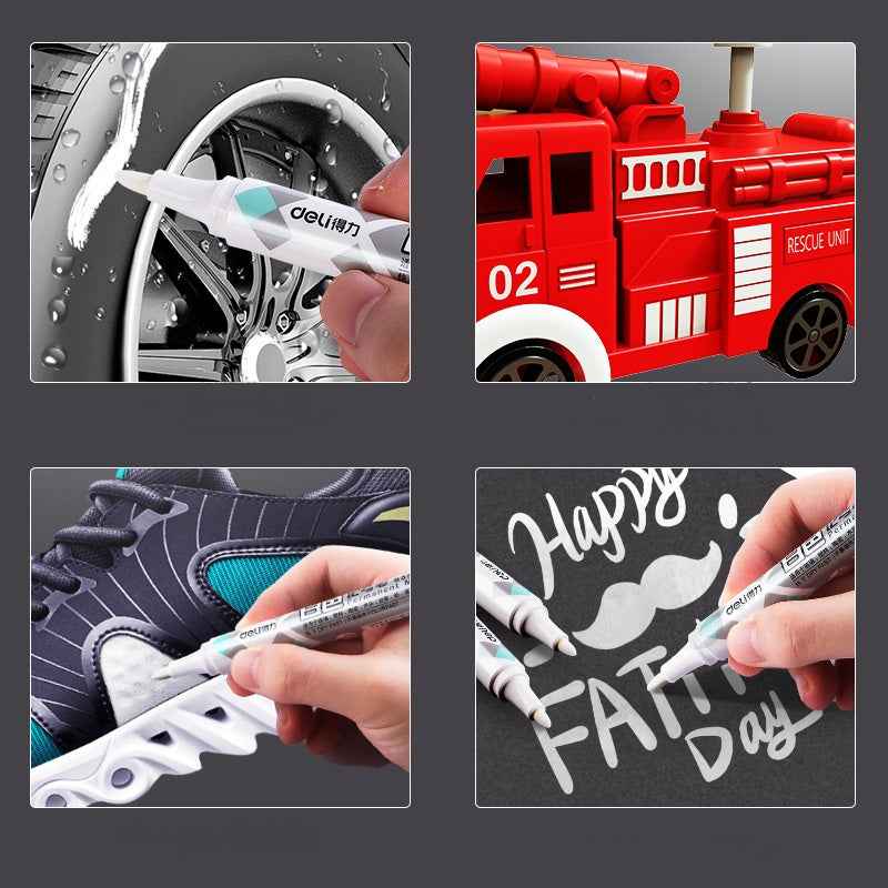 DELI White Permanet Paint Marker Pens Oil Based 1.8mm Medium Tip 10 Count - TTpen