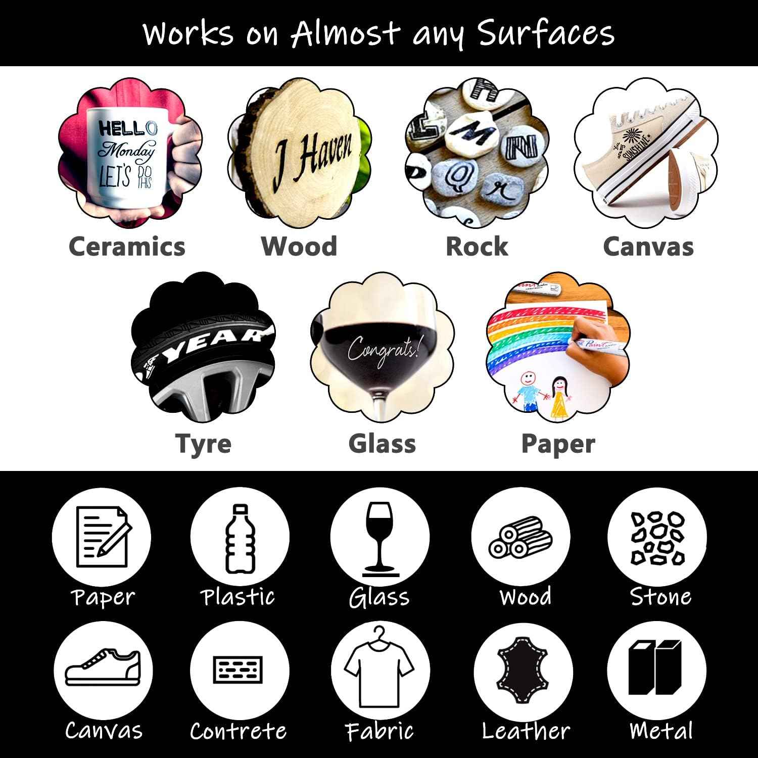 DELI White Permanet Paint Marker Pens Oil Based 1.8mm Medium Tip 10 Count - TTpen