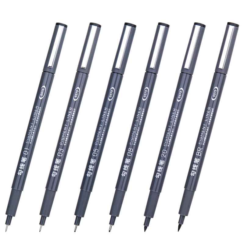 DELI Pigment Liner Pens Black Ink Fineliner for Writing Drawing Journaling 6 Pack - TTpen
