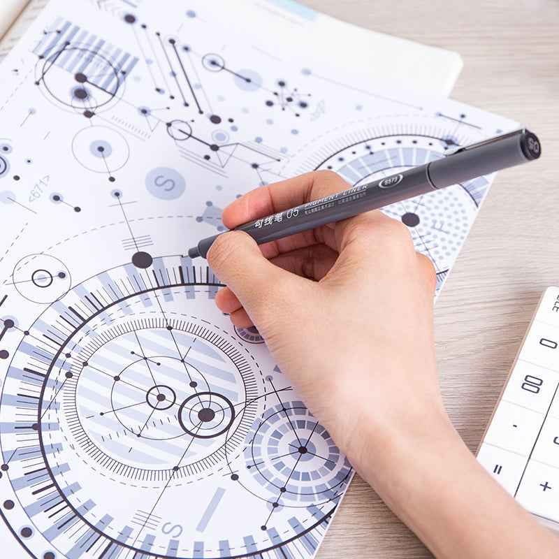 DELI Pigment Liner Pens Black Ink Fineliner for Writing Drawing Journaling 6 Pack - TTpen