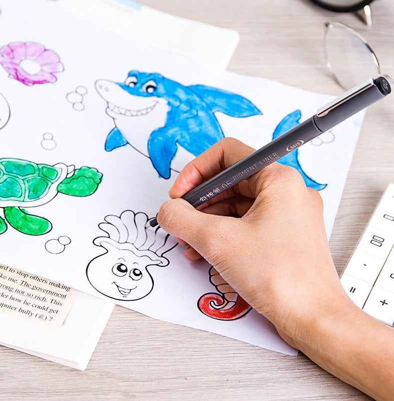 DELI Pigment Liner Pens Black Ink Fineliner for Writing Drawing Journaling 6 Pack - TTpen