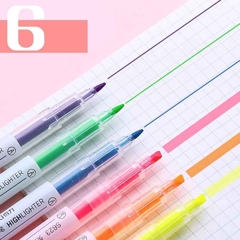 DELI Dual Tip Highlighters Fluorescent Yellow Orange Pink Green Blue Purple,12 Count - TTpen