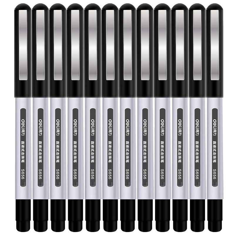 DELI S656 Rollerball Pens 12 Pack Black Red Blue Liquid Ink 0.5mm Fine Point - TTpen