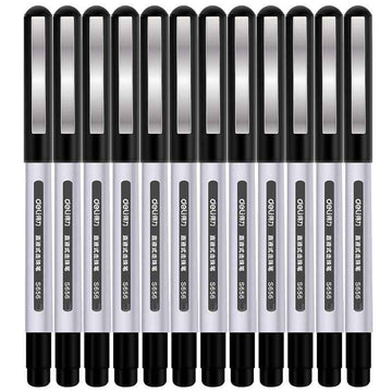 DELI S656 Rollerball Pens 12 Pack Black Red Blue Liquid Ink 0.5mm Fine Point - TTpen