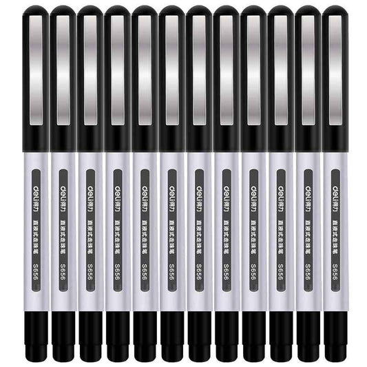 DELI S656 Rollerball Pens 12 Pack Black Red Blue Liquid Ink 0.5mm Fine Point - TTpen