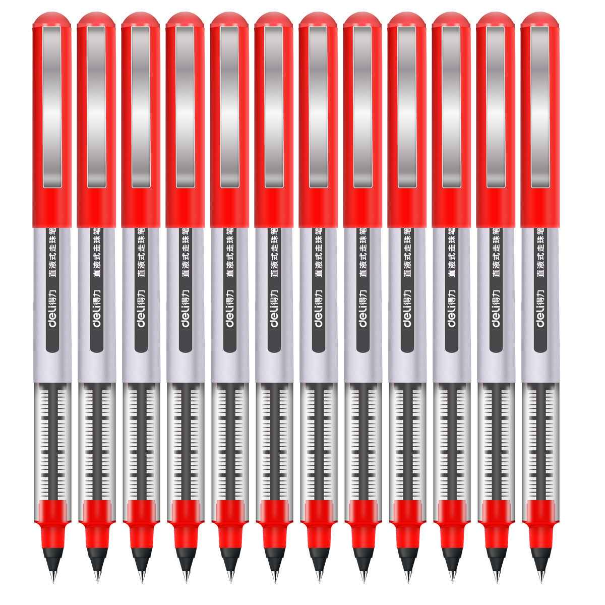 DELI S656 Rollerball Pens 12 Pack Black Red Blue Liquid Ink 0.5mm Fine Point - TTpen