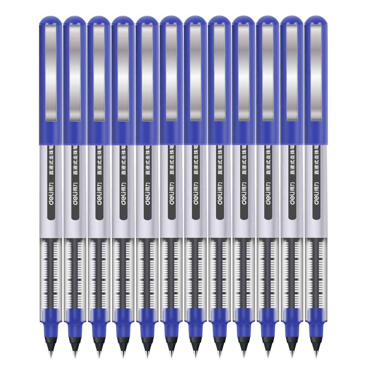 DELI S656 Rollerball Pens 12 Pack Black Red Blue Liquid Ink 0.5mm Fine Point - TTpen