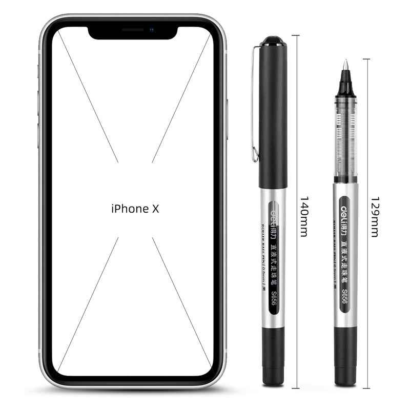 DELI S656 Rollerball Pens 12 Pack Black Red Blue Liquid Ink 0.5mm Fine Point - TTpen