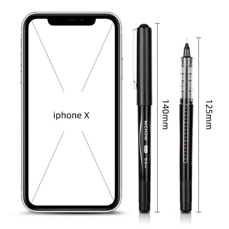 DELI NICHOW Liquid Black Ink Rollerball Pens 0.5mm Needle Tip 12 Pack - TTpen