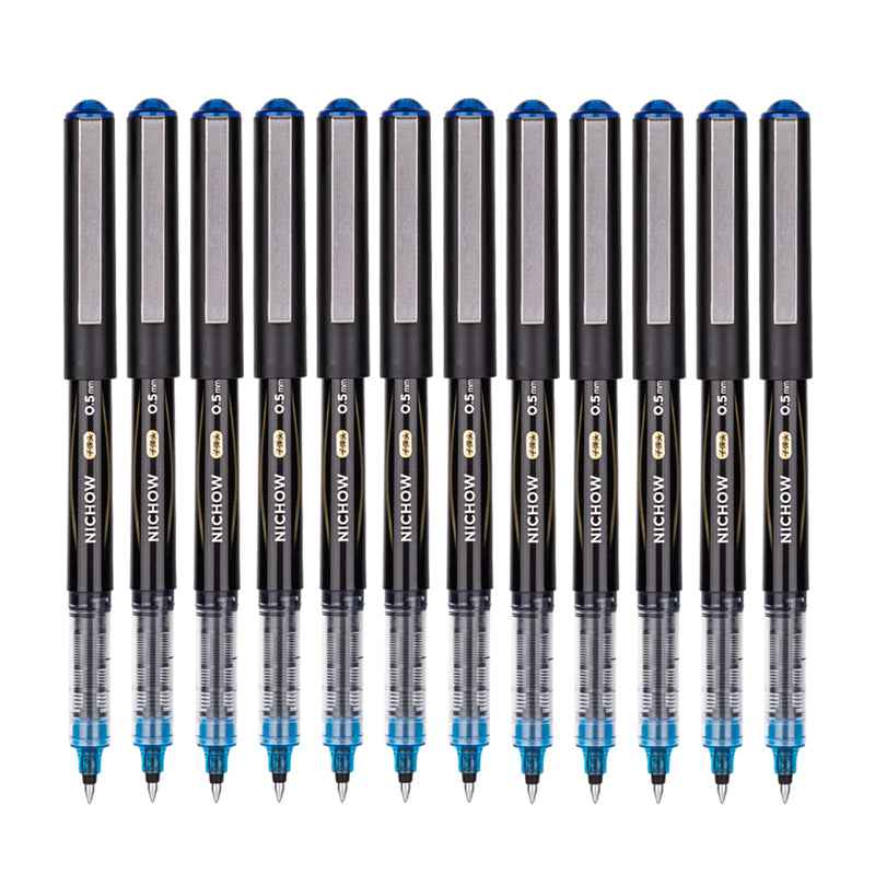 DELI Black Blue Red Liquid Ink Rollerball Pens 0.5mm Needle Tip 12 Pack - TTpen
