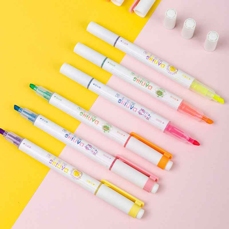 DELI S749 Dual-Tip Highlighter,Chisel Tip,6 Assorted Colors,3 Pack - TTpen