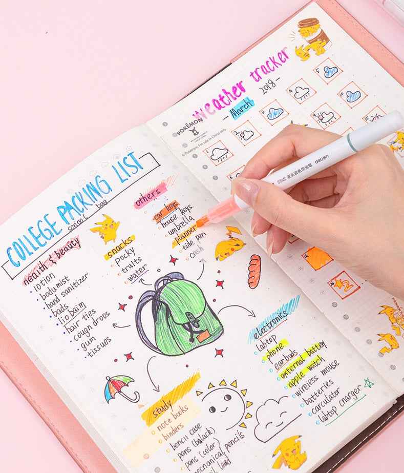 DELI S749 Dual-Tip Highlighter,Chisel Tip,6 Assorted Colors,3 Pack - TTpen