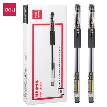 DELI S820 Black Gel Pen Ultra Fine Point 0.28mm,12 Pack - TTpen