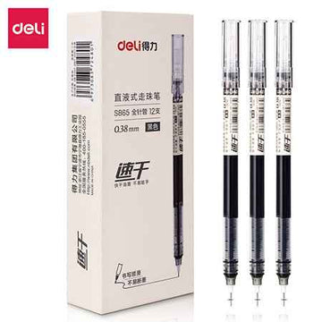 DELI Liquid Ink Rollerball Pens Duick-Drying Extra Fine Point 0.38mm 12 Pack - TTpen