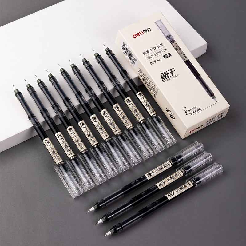 DELI Liquid Ink Rollerball Pens Duick-Drying Extra Fine Point 0.38mm 12 Pack - TTpen