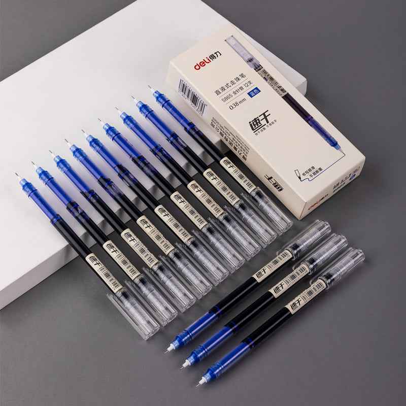 DELI Liquid Ink Rollerball Pens Duick-Drying Extra Fine Point 0.38mm 12 Pack - TTpen