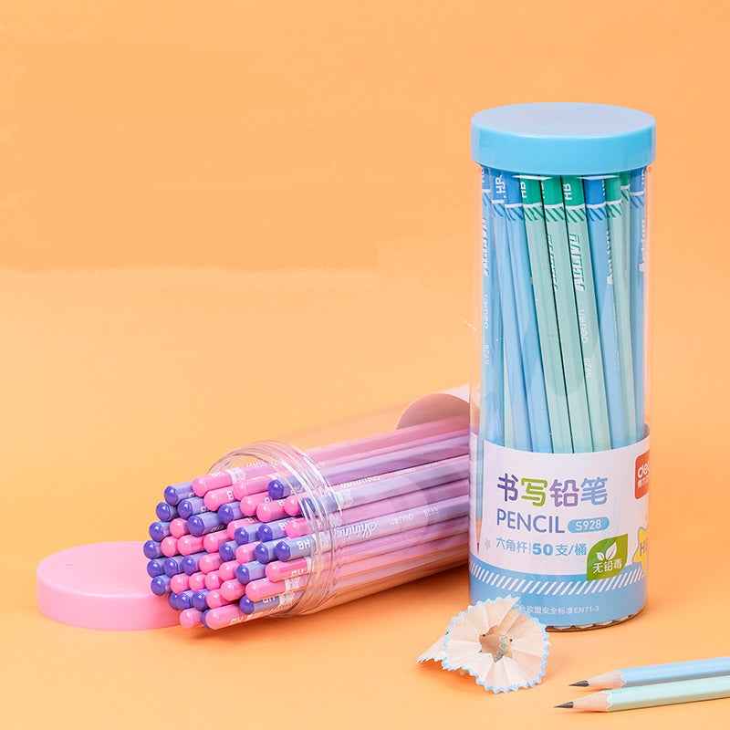 DELI HB Pencil 50 Pack Blue Pink Wooden Writing Pencils for School Office - TTpen