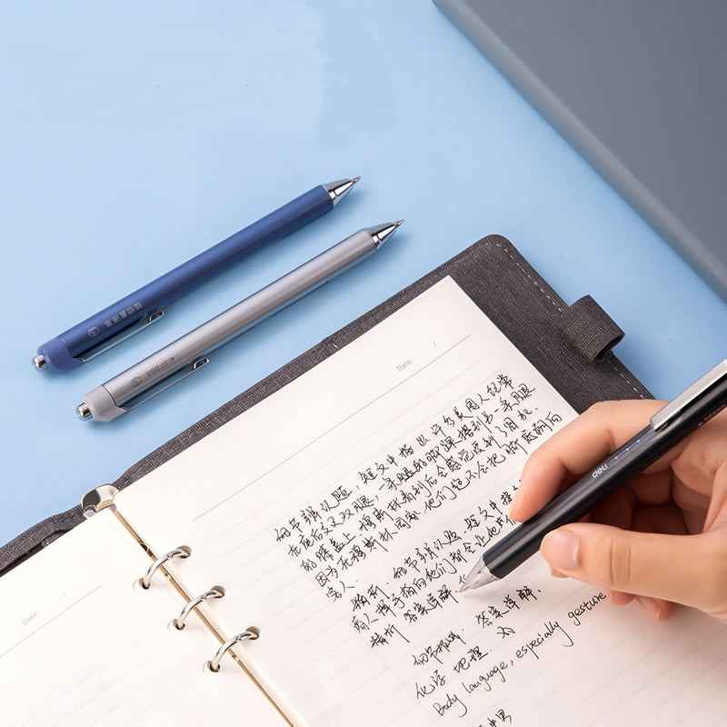 DELI Retractable Liquid Black Ink Rollerball Pens,Fine Point,0.5mm,12 Count - TTpen