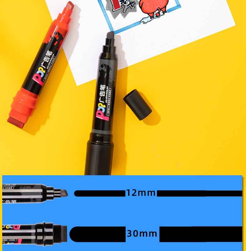 DELI SK100 POP Advertising Marker Pen 12mm-30mm Dual Tip Oil-Based 3 Pack - TTpen