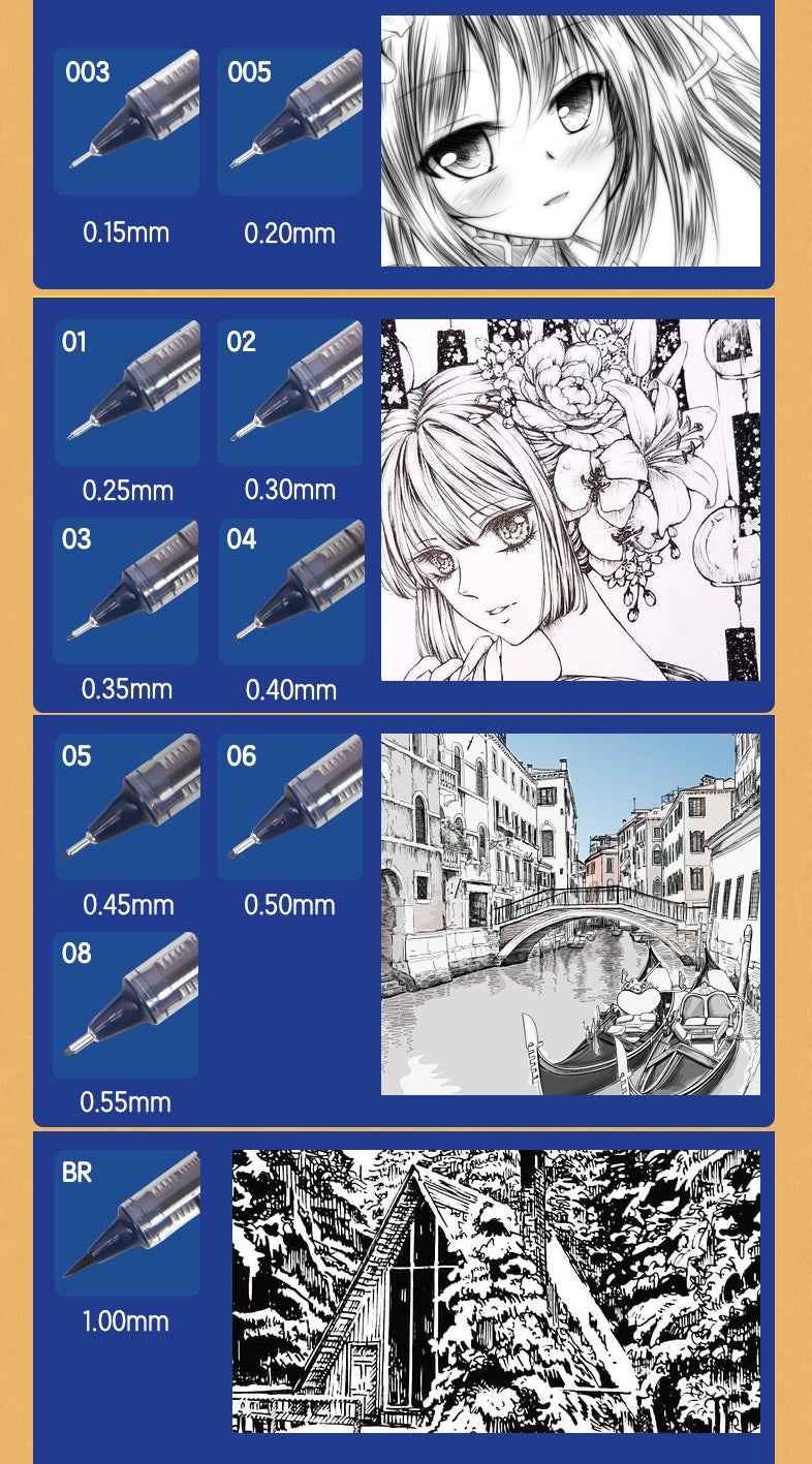 DELI Black Liquid Ink Fineliner Hook Pen for Writing Drawing Journaling 3 Pack - TTpen