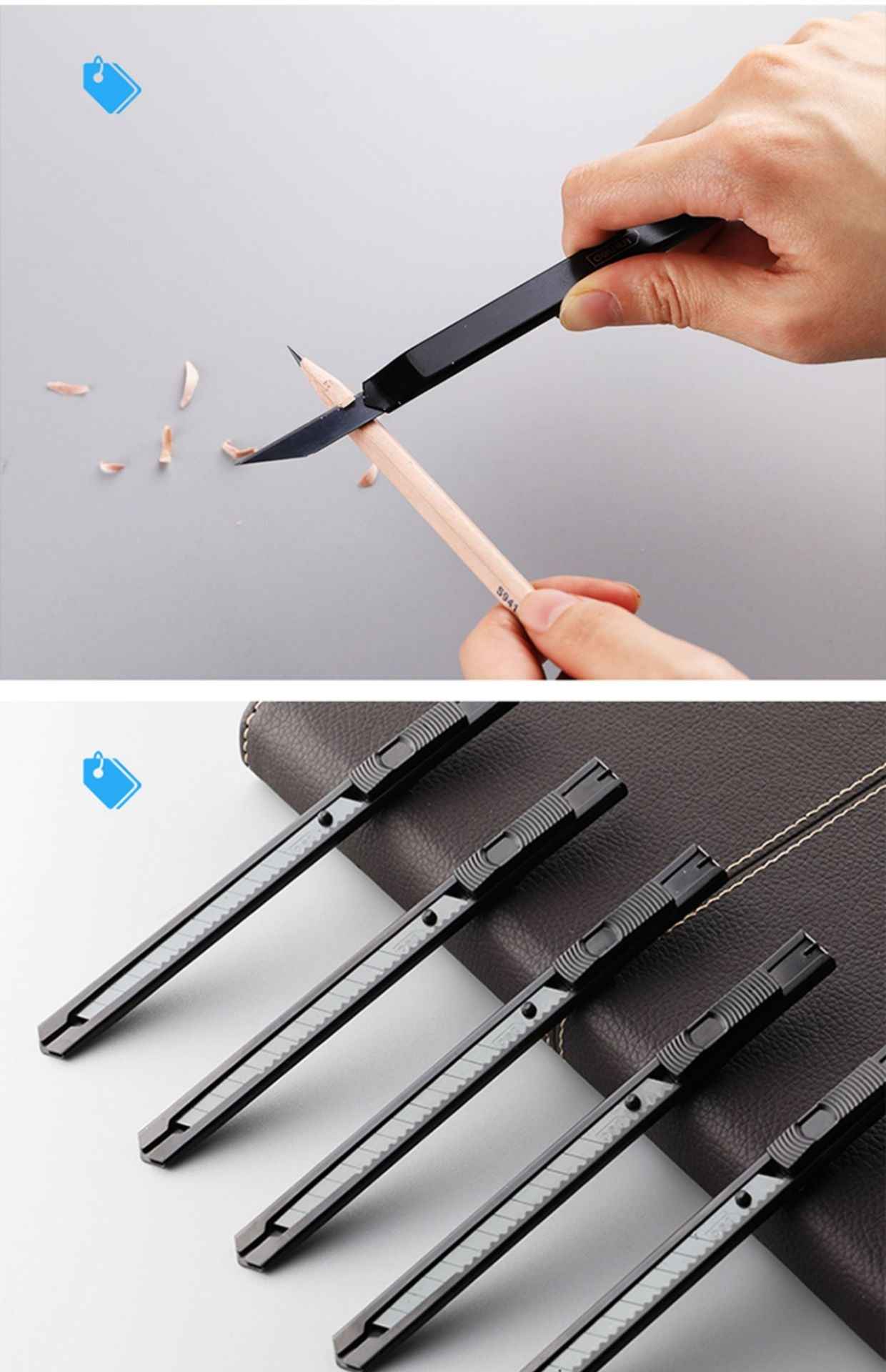 DELI Retractable Utility Knife 9mm Auto Lock Snap Off Paper Box Cutter 10 Pack - TTpen