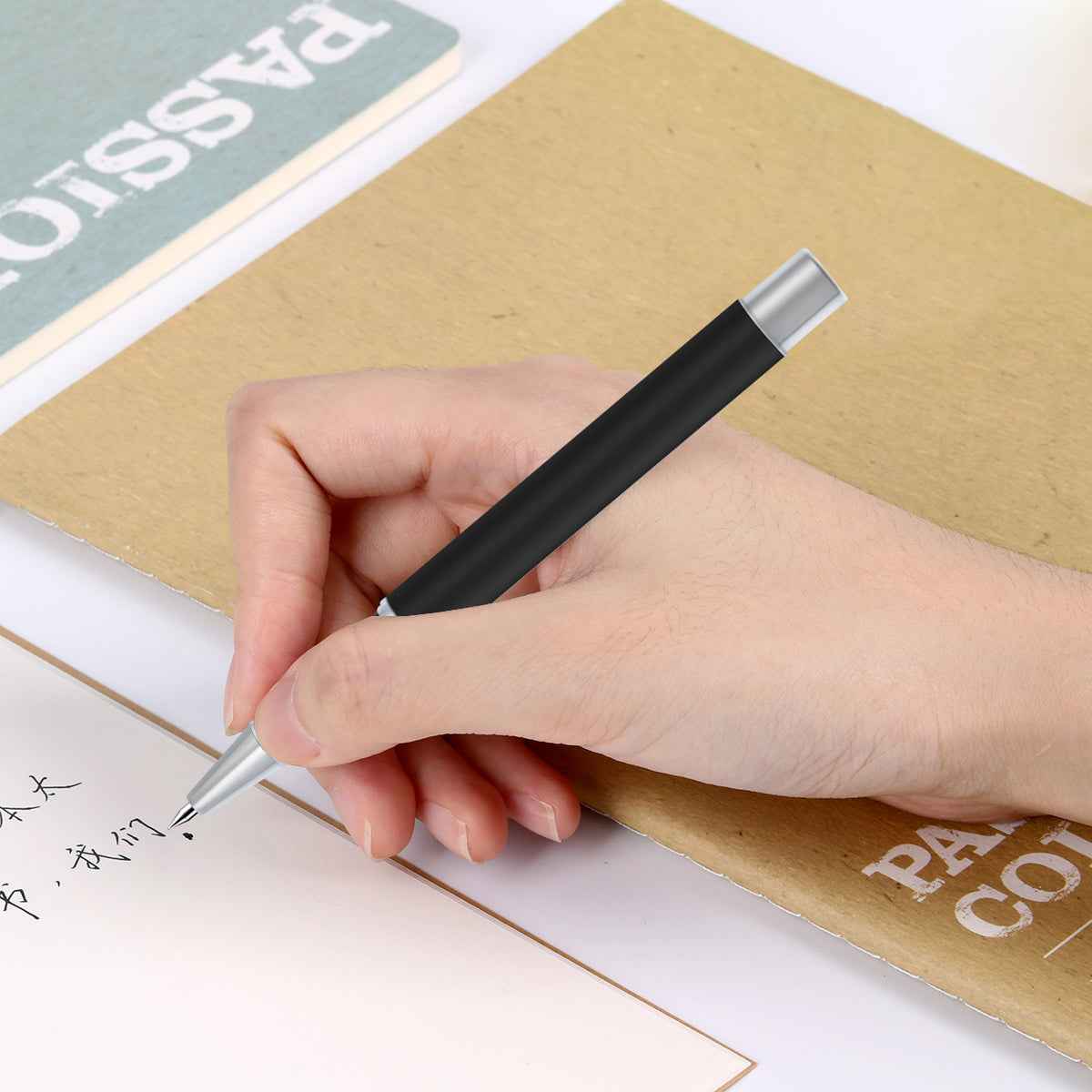 DELI S80 Gel Pen 0.5MM Fine Point,Black White Metal Body-2 Pack - TTpen