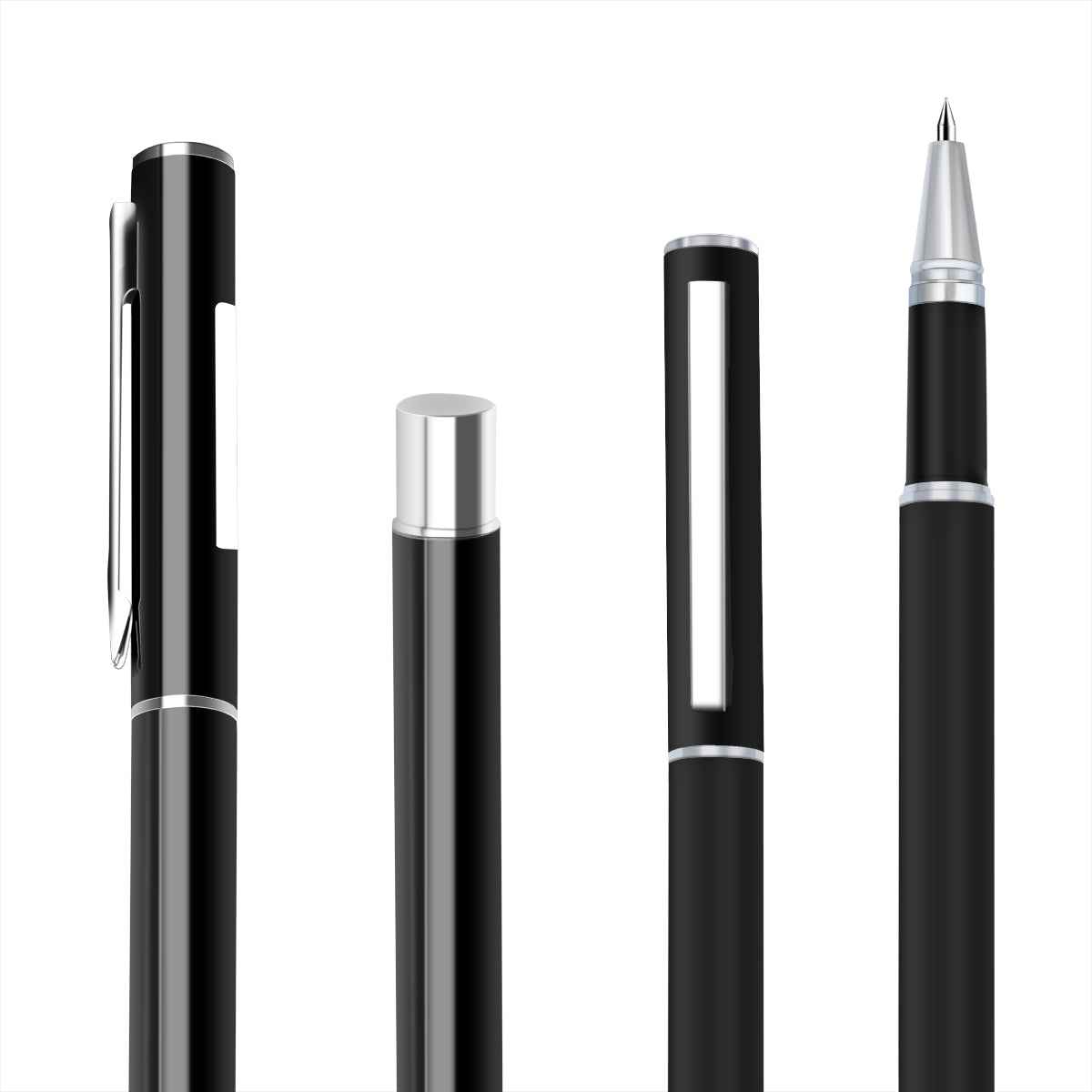 DELI S80 Gel Pen 0.5MM Fine Point,Black White Metal Body-2 Pack - TTpen