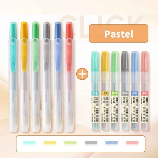 DIANSHI Retractable Highlighters 6 Assorted Colors with Refills