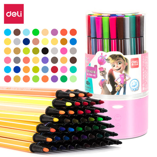 DELI 48 Colors Washable Art Marker Coloring Pens Set for Kids Pink