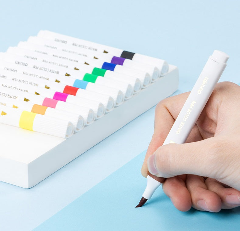 DELI Watercolor Brush Markers,36 Piece, Multicolor,70741-36