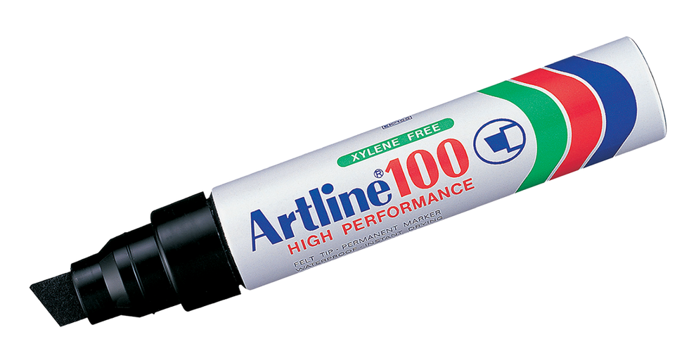 Artline 100,Permanent Marker,7.5-12mm Chisel Tip Big Nib