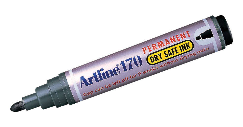 Artline 170 Dry-Safe Permanent Markers | 2.0mm Bullet Tip 3 Pack