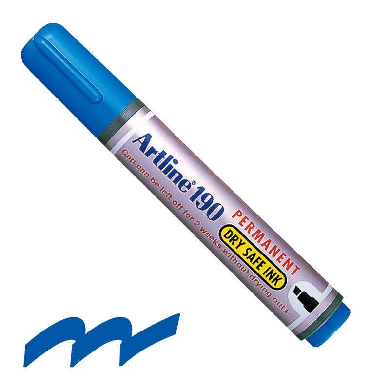 Artline 190 Dry-Safe Permanent Markers | 2.0-5.0mm Chisel Tip 4 Pack